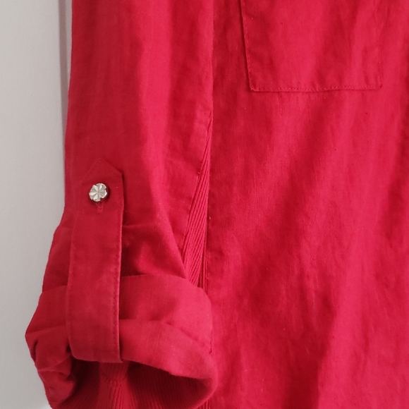 Alia collarless linen blouse - Picture 4 of 5